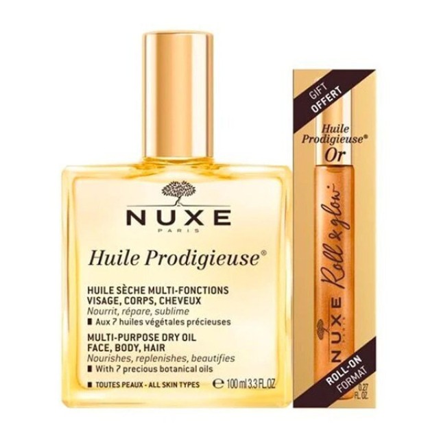 Nuxe PROMO Huile Prodigieuse 100ml + ΔΩΡΟ Huile Prodigieuse Or Roll-On &hellip;