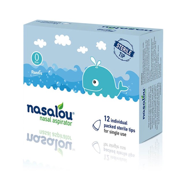 Nasalou Nasal Aspirator Refils Αποστειρωμένα Ανταλλακτικά Άκρα Ρινικού Αποφρακτήρα 12 Τεμάχια