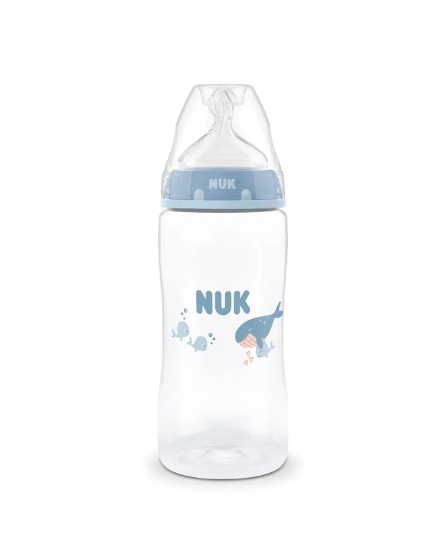 Nuk First Choice για 3m+ Πλαστικό Μπιμπερό Μπλε με Φάλαινες & Δείκτη Ε &hellip;