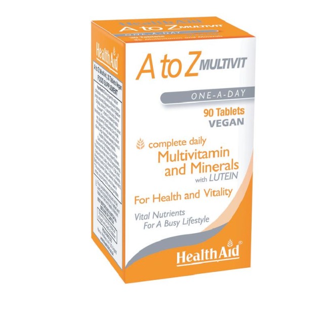 Health Aid A to Z Multivit Πολυβιταμινούχο Συμπλήρωμα Διατροφής με Βιταμίνες, Μέταλλα & Λουτεΐνη 90 Ταμπλέτες