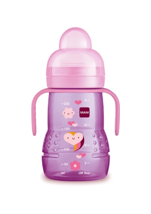 Mam Trainer+ Μπιμπερό με Λαβές 4m+ Χρώμα: Ροζ, 220ml [450G]