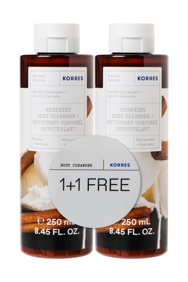 Korres PROMO Body Cleanser Vanilla Cinnamon Αφρόλουτρο Βανίλια Κανέλα 250ml 1+1 ΔΩΡΟ