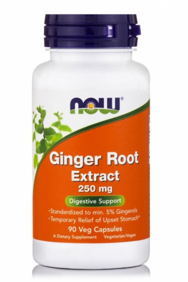 Now Foods Ginger Root Extract 250mg Συμπλήρωμα Διατροφής Για Το Πεπτικό Σύστημα 90 Φυτικές Κάψουλες