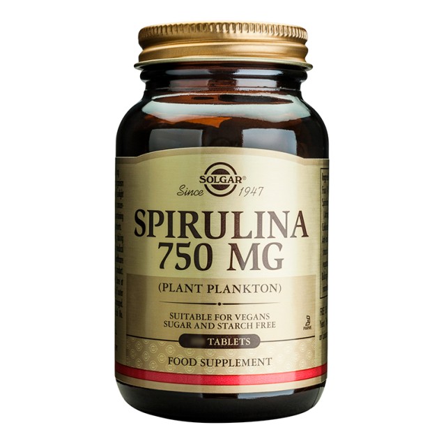 Solgar Spirulina 750mg Συμπλήρωμα Διατροφής Σπιρουλίνα 80 Ταμπλέτες