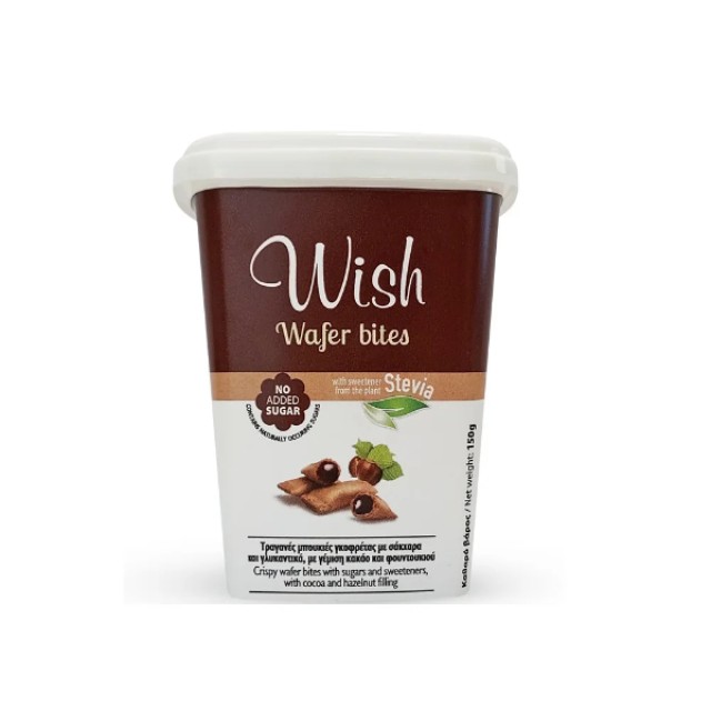 Wish Wafer Bites Τραγενές Μπουκίτσες Γκοφρέτας με Στέβια, 150gr Wish Wafer Bites Τραγενές Μπουκίτσες Γκοφρέτας με Στέβια, 150gr