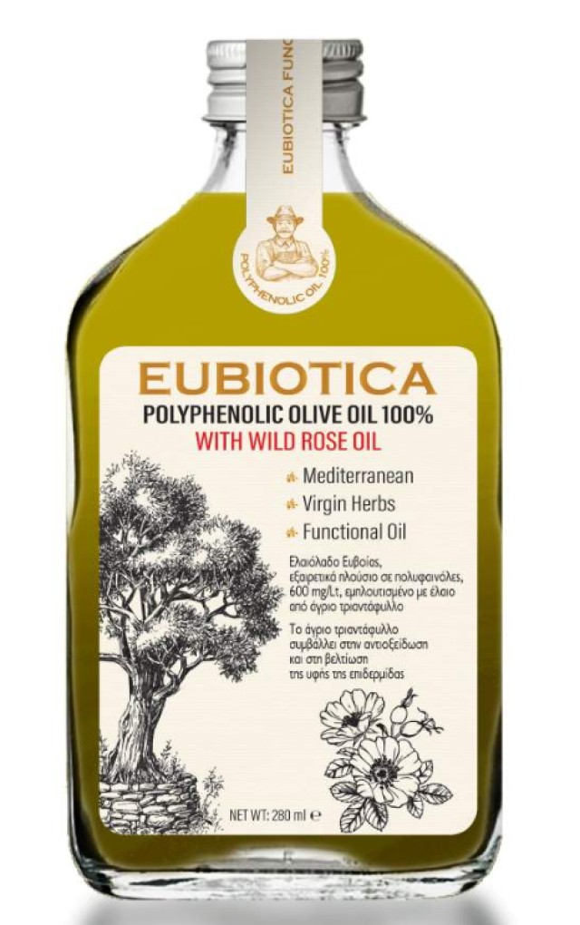 Eubiotica Polyphenolic Olive Oil 100% with Wild Rose Oil Extra Παρθένο Ελαιόλαδο Άγριο Τριαντάφυλλο 280ml
