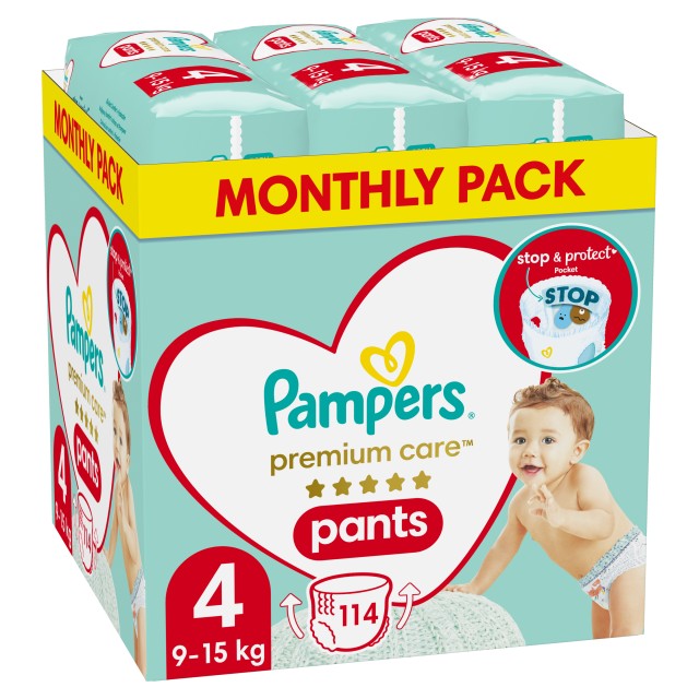 Pampers MSB Premium Care Pants Μέγεθος 4 [9-15kg] 114 Πάνες - Βρακάκι