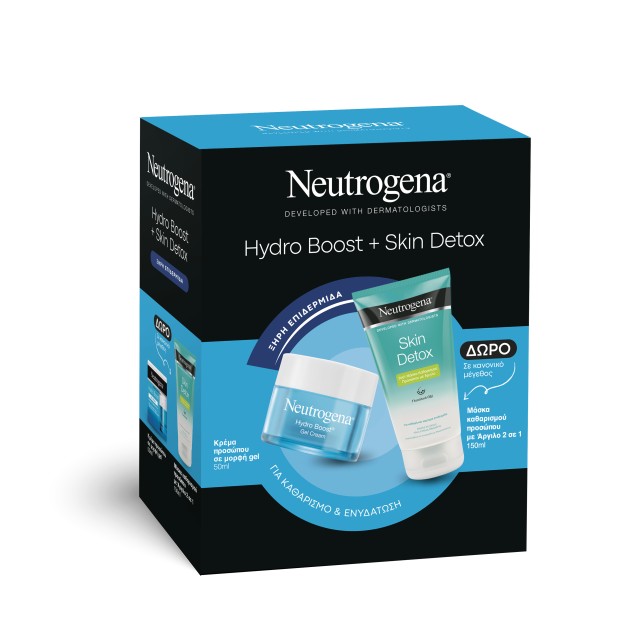 Neutrogena® PROMO Hydro Boost Ενυδατική Gel Κρέμα Προσώπου για Ξηρές Επιδερμίδες 50ml - ΔΩΡΟ Skin Detox Mάσκα Καθαρισμού Προσώπου με Άργιλο 2 σε 1 150ml