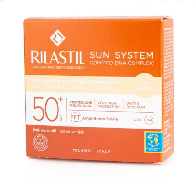 Rilastil Sun System Uniforming Compact Cream SPF50+ Shade 01 Beige Αντ &hellip;