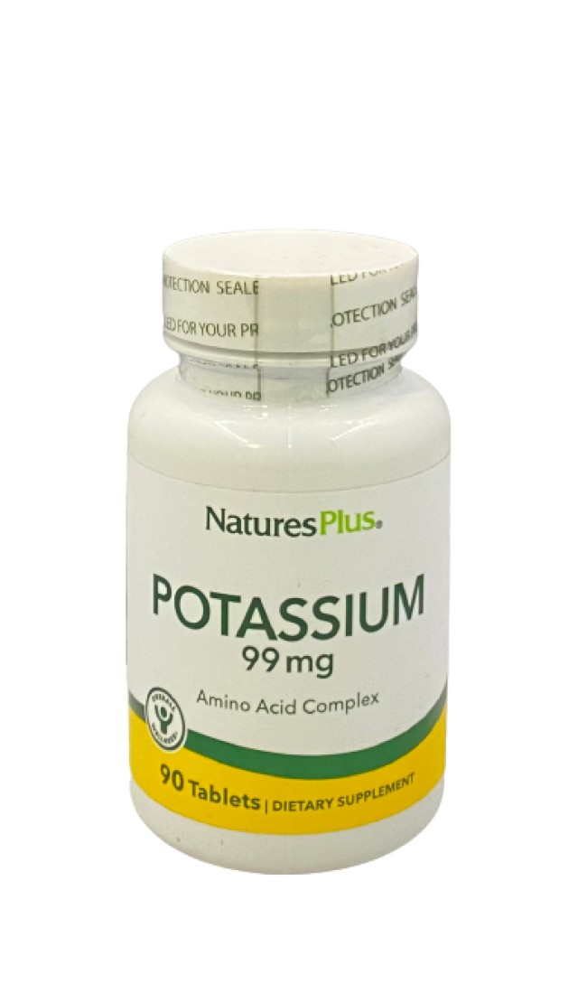 Natures Plus Potassium 99mg Συμπλήρωμα Διατροφής με Κάλιο για την Καλή Λειτουργία της Καρδιάς & των Νευρώνων 90 Ταμπλέτες