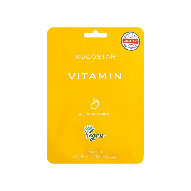 Kocostar Vitamin Face Mask Εμποτισμένη Μάσκα Αναζωογόνησης & Λάμψης Πρ &hellip;