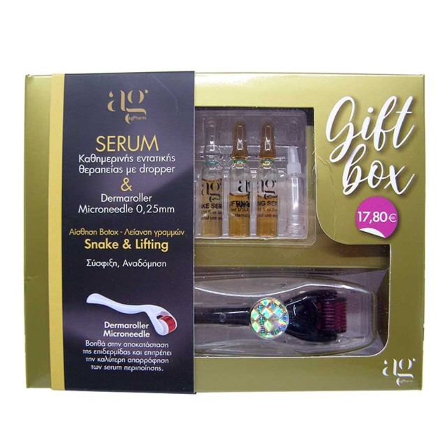 Ag Pharm PROMO Serum Snake & Lifting Daily Dropper Treatment - Smoothing Lines 5x2ml - GIFT Dermaroller Microneedle 0.25mm