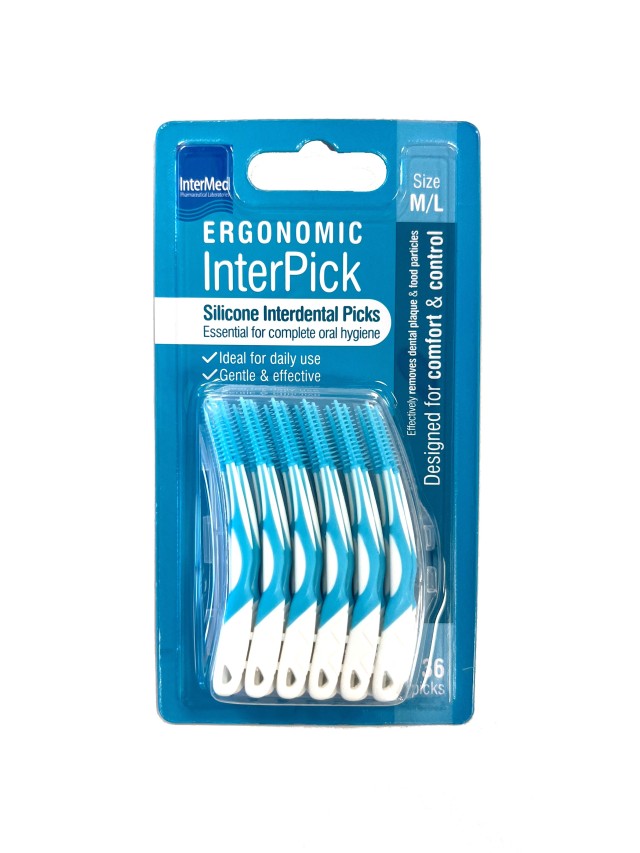 Intermed Ergonomic InterPick Μπλε Μεσοδόντια Βουρτσάκια Σιλικόνης Μέγε &hellip;