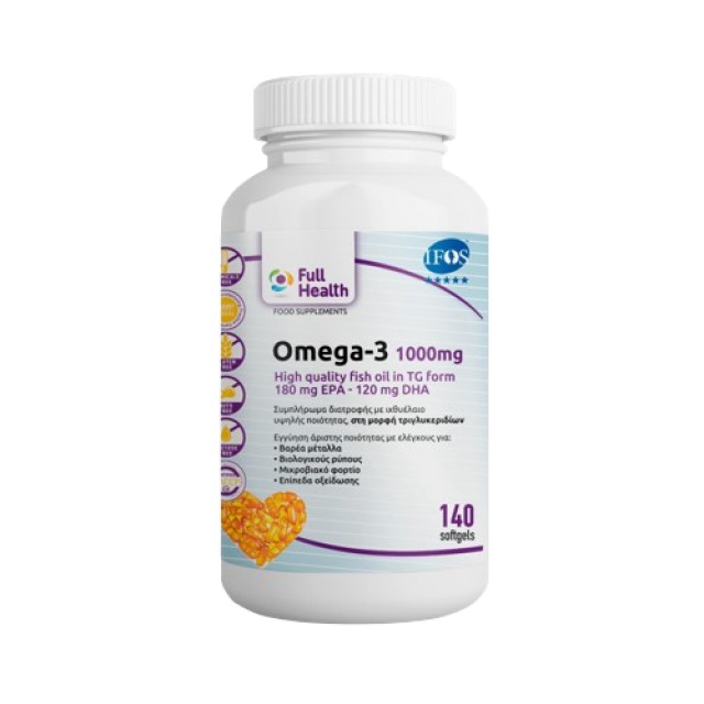 Full Health Omega 3 1000mg Συμπλήρωμα Διατροφής με Ιχθυέλαιο Υψηλής Πο &hellip;