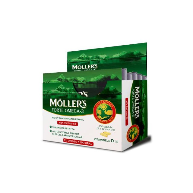 Mollers Forte Omega 3 Ιχθυέλαιο + Μουρουνέλαιο 150 Κάψουλες [5 Καρτέλε …