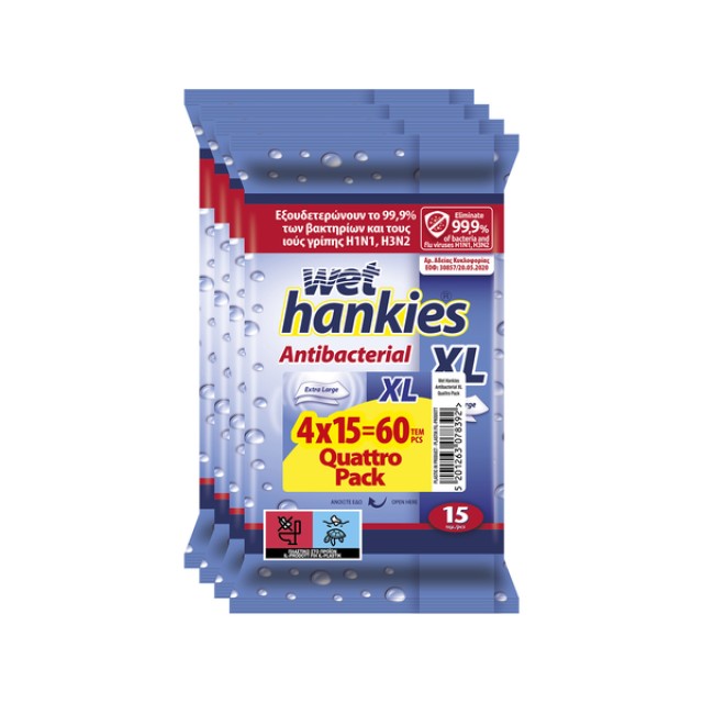 Wet Hankies XL Υγρά Αντιβακτηριδιακά Μαντηλάκια Χεριών Antibacterial … Wet Hankies XL Υγρά Αντιβακτηριδιακά Μαντηλάκια Χεριών Antibacterial …
