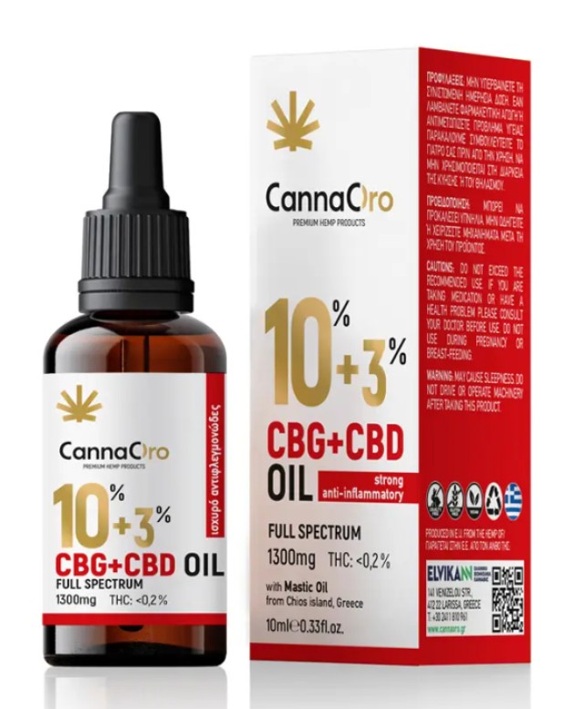 CannaOro CBG 10% + CBD 3% Full Spectrum 1300mg Mastic Oil Έλαιο Κάνναβης για Υγεία, Ευεξία, Ισορροπία του Οργανισμού 10ml
