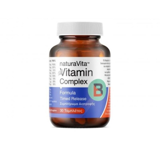 Natura Vita Vitamin B Complex Formula Timed Release για Ενέργεια, Μαλλ &hellip;