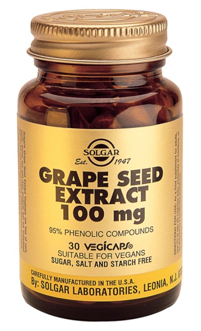 Solgar Grape Seed Extract 100mg Συμπλήρωμα Διατροφής με Εκχυλίσματα Σταφυλιού 30 Φυτικές Κάψουλες