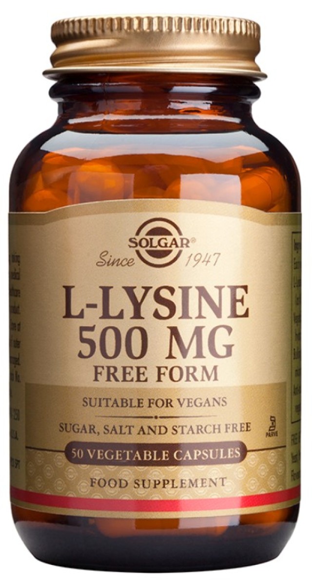 SolgarL-Lysine 500 mg Dietary Supplement L-Lysine 50 Herbal Capsules