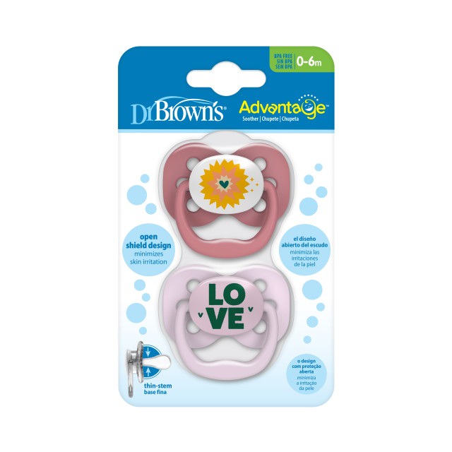 Dr Browns Advantage Πιπίλα Σιλικόνης για 0-6m Ροζ - Μωβ 2 Τεμάχια Dr Browns Advantage Πιπίλα Σιλικόνης για 0-6m Ροζ - Μωβ 2 Τεμάχια