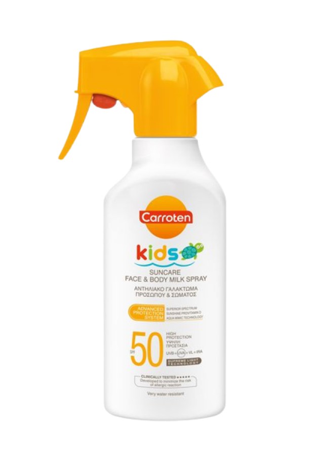 Carroten Kids Suncare Face & Body Milk Spray SPF50 Παιδικό Αντηλιακό Γαλάκτωμα Προσώπου & Σώματος 270ml