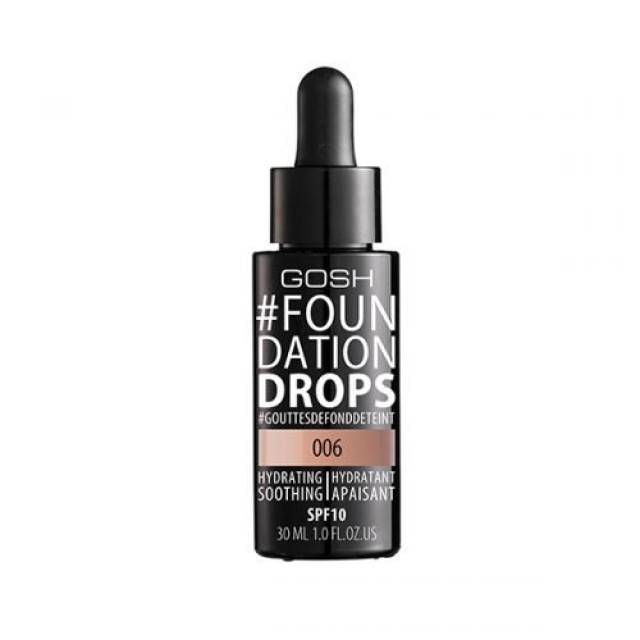 Gosh Foundation Drops Tawney Κάλυψη προσώπου με SPF10, 30ml Gosh Foundation Drops Tawney Κάλυψη προσώπου με SPF10, 30ml