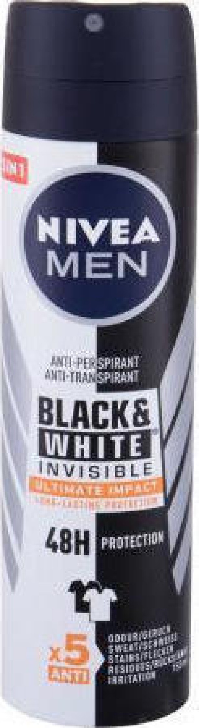 Nivea Men Black & White Invisible Ultimate Impact Ανδρικό Αποσμητικό Spray 48ωρη Προστασίας 150ml
