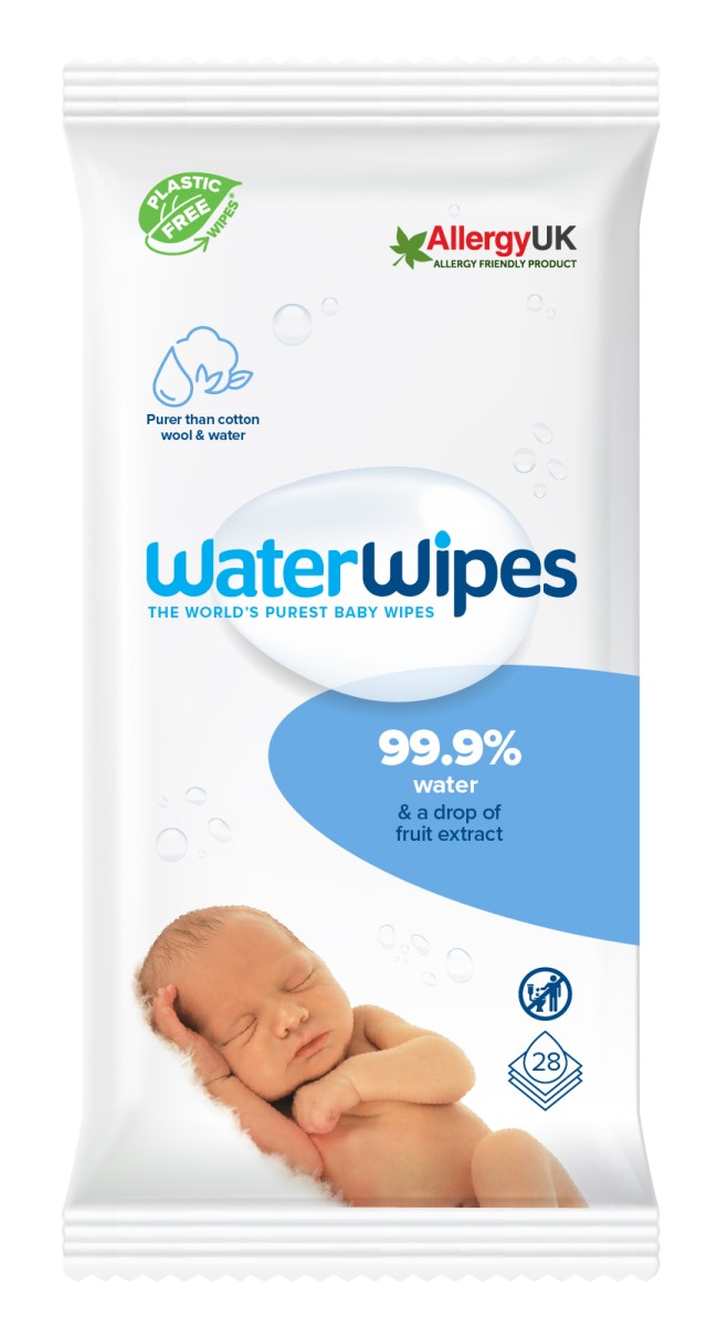 WaterWipes Bio 100% Βιοδιασπώμενα Άοσμα Μωρομάντηλα με 99,9% Νερό 28 Τεμάχια