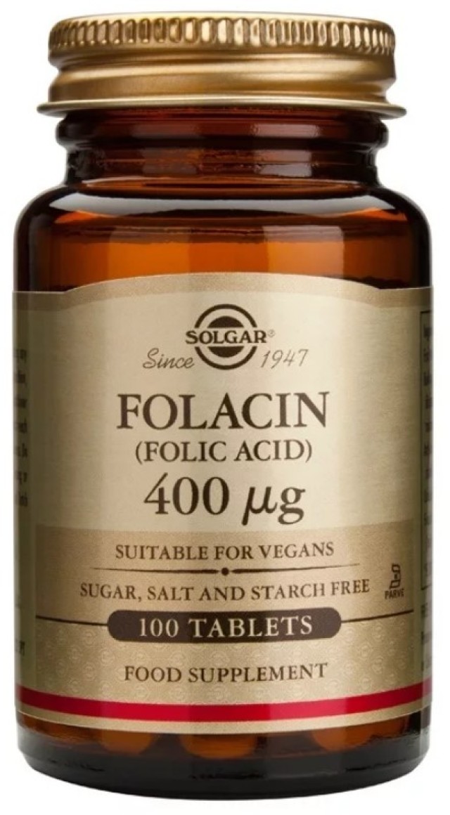 Solgar Folacin (Folic Acid) 400μg Συμπλήρωμα Διατροφής Φυλλικού Οξέος …
