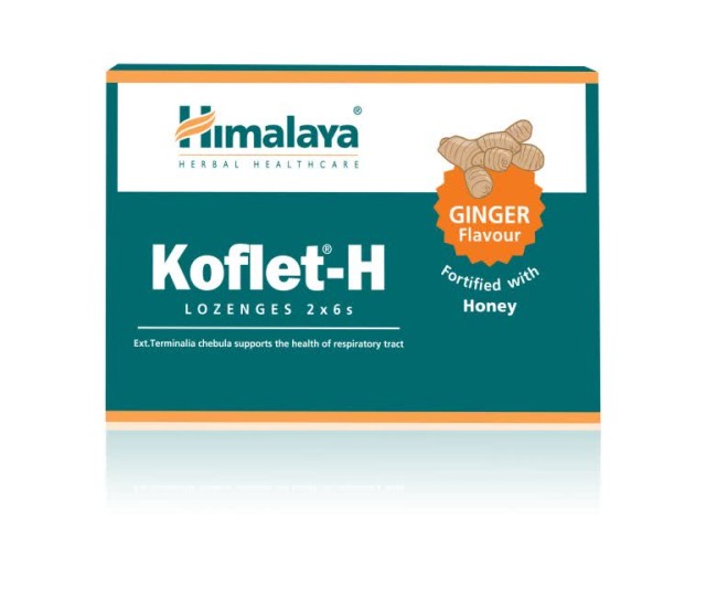 Himalaya Koflet-H Παστίλιες Για Τον Βήχα Και Τον Πονόλαιμο Με Γεύση Ginger 12 Τεμάχια