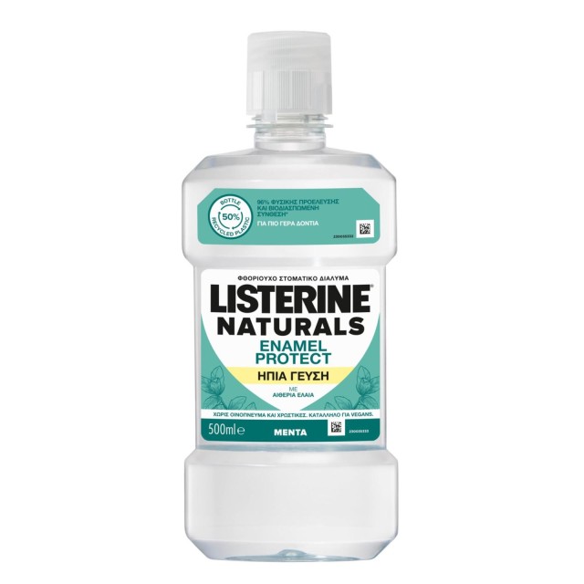 Listerine® Naturals Enamel Protect Στοματικό Διάλυμα με Ήπια Γεύση Μέντας και Αιθέρια Έλαια 500ml