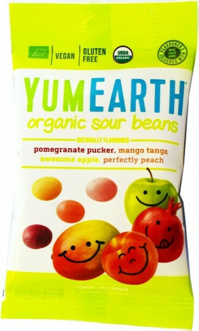 YumEarth Organic Sour Beans Βιολογικά Κουφετάκια Φρούτων σε Διάφορες Γεύσεις 50gr