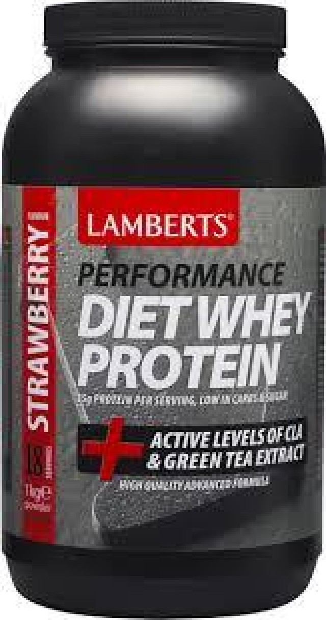 Lamberts Performance Diet Whey Protein Active Levels of CLA - Green Tea Extract Συμπλήρωμα Διατροφής για τον Έλεγχο του Βάρους με Γεύση Φράουλα 1 Kg