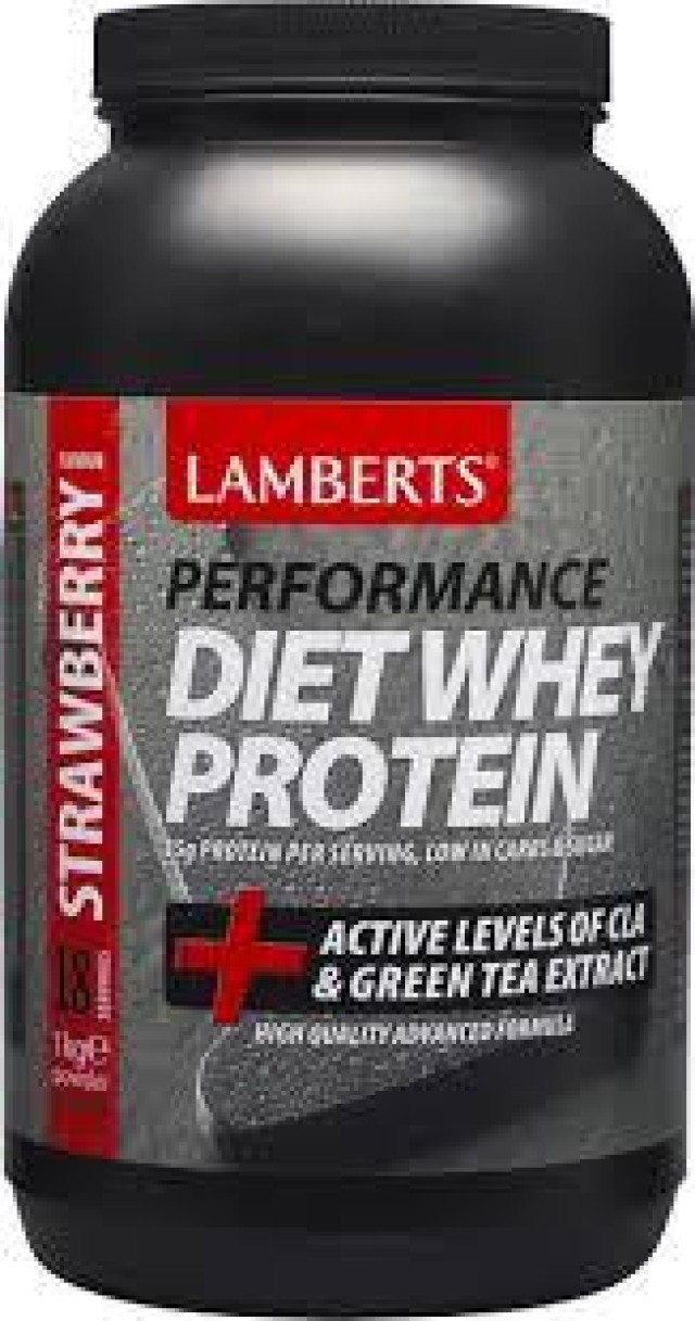 Lamberts Performance Diet Whey Protein Active Levels of CLA - Green Tea Extract Dietary Supplement for Weight Control with Strawberry Flavor 1 Kg