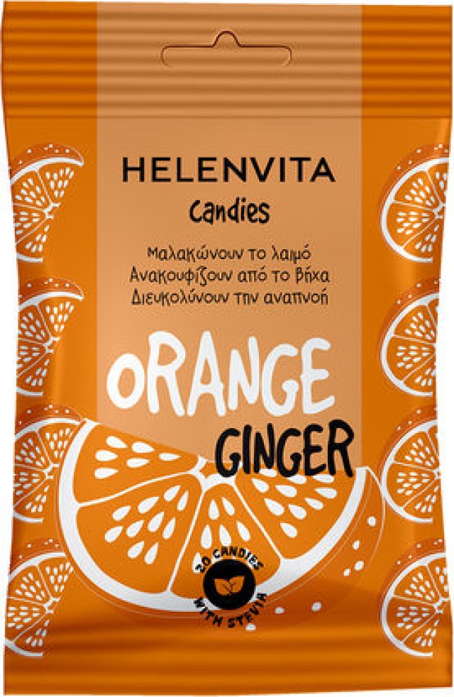 Helenvita Candies Orange Ginger Καραμέλες για τον Λαιμό με Γεύση Πορτο …