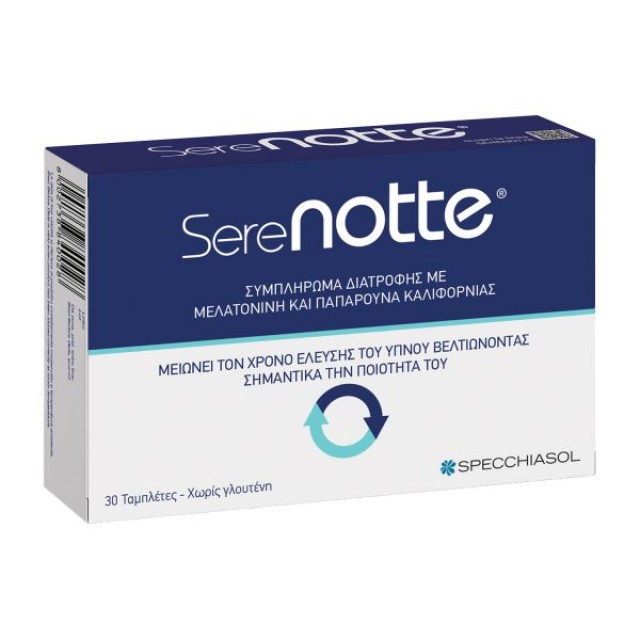 Specchiasol Serenotte Συμπλήρωμα Διατροφής με Μελατονίνη & Παπαρούνα Καλιφόρνιας 30 Ταμπλέτες