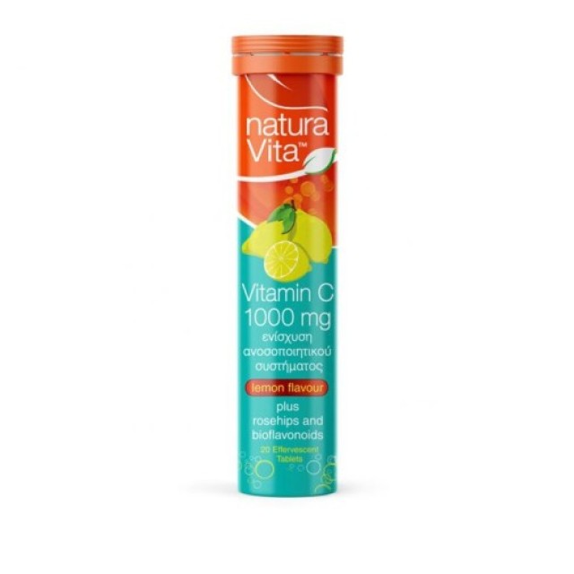 Natura Vita Vitamin C 1000mg για το Ανοσοποιητικό Σύστημα με Γεύση Λεμ &hellip;