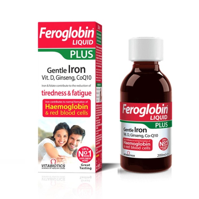 Vitabiotics Feroglobin Liquid Plus Σίδηρος σε Υγρή Μορφή Συμβάλλει στη Μείωση της Κούρασης & Κόπωσης 200ml