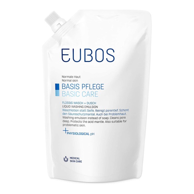 Eubos Liquid Washing Emulsion Basic Care Blue Refill Ανταλλακτικό Υγρό Καθαρισμού για Πρόσωπο - Σώμα 400ml