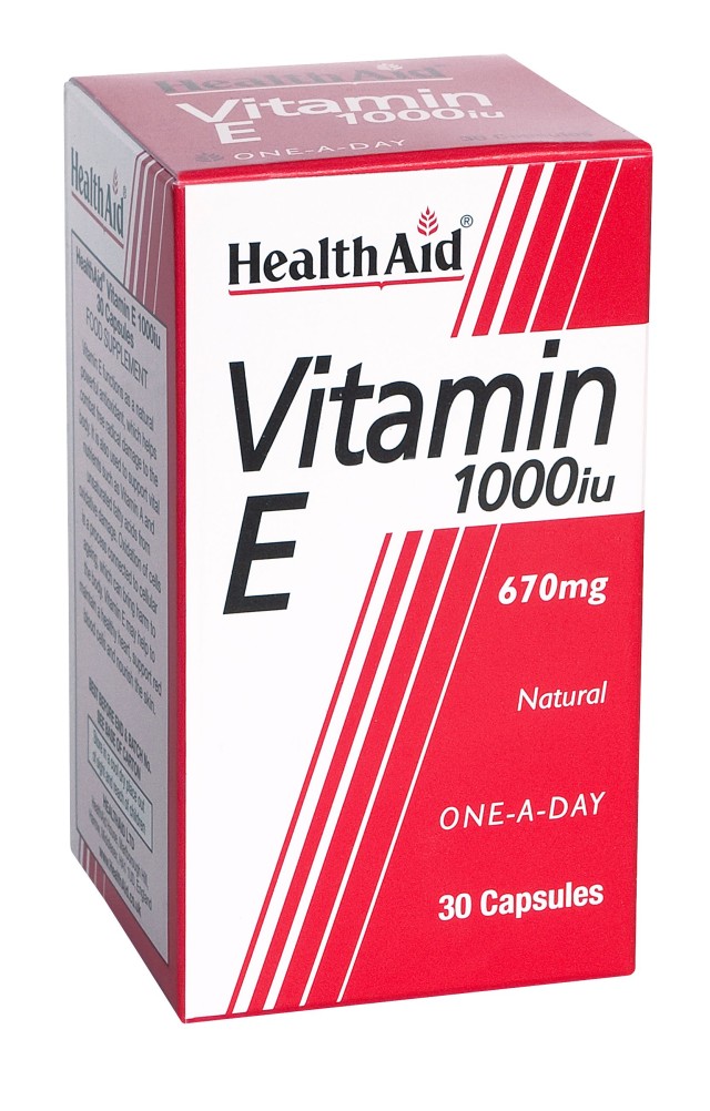 Health Aid  Vitamin E 1000iu Συμπλήρωμα Διατροφής με Βιταμίνη Ε για Ενδυνάμωση & Αντιοξειδωτική Δράση 30 Κάψουλες