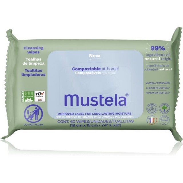 Mustela Compos Cleansing Wipes Μωρομάντηλα με Βιολογικό Αβοκάντο 60 Τε …