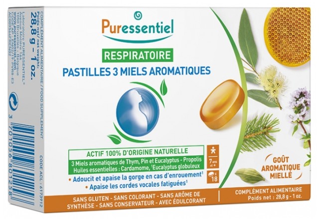 Puressentiel Respiratory Lozenges 3 Aromatic Honeys Παστίλιες για τον …