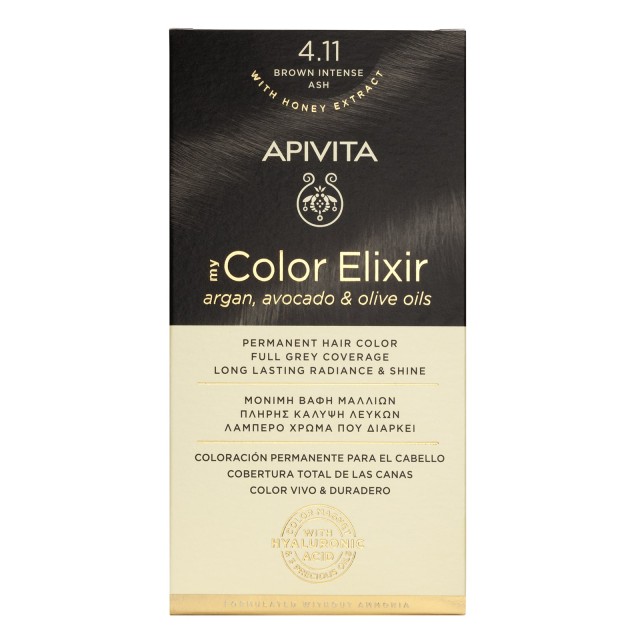 Apivita My Color Elixir No4.11 Καστανό Έντονο - Σαντρέ Κρέμα Βαφή Σε Σωληνάριο 50ml - Ενεργοποιητής Χρώματος 75ml