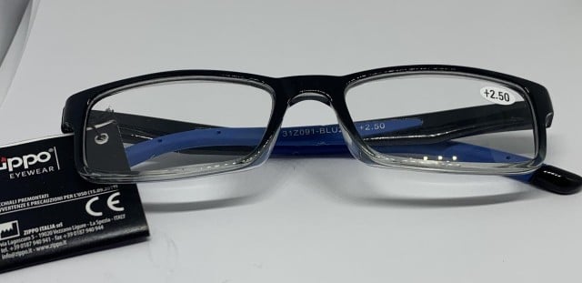 Zippo Γυαλιά Πρεσβυωπίας Κοκάλινα Χρώμα:Μαύρο Μπλε Βραχίονες [31Z-091-BLU250] +2.50