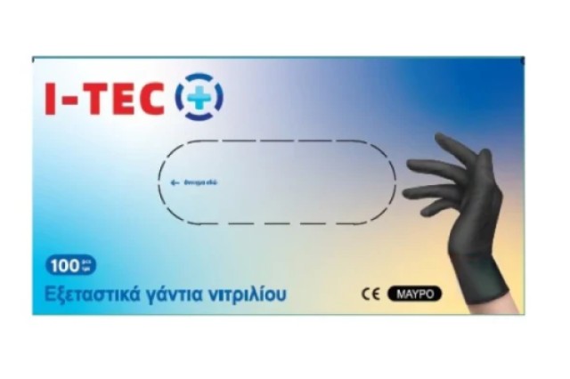 I-TEC Εξεταστικά Γάντια Νιτριλίου XLarge Xωρίς Πούδρα Μαύρο 100 Τεμάχι &hellip;