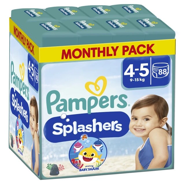 Pampers Splashers Baby Shark Μέγεθος 4-5 [9-15kg]  88 Πάνες - Μαγιό [8 &hellip;