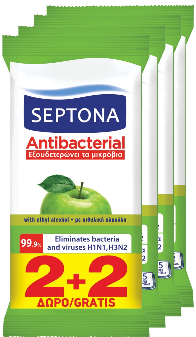 Septona PROMO Refresh Υγρά Μαντηλάκια Για Τα Χέρια Πράσινο Μήλο 4x15 Τ …