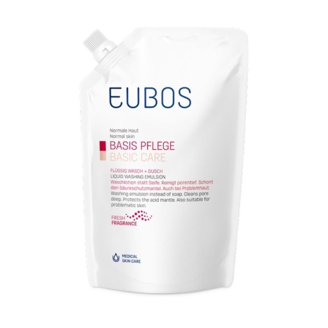Eubos Liquid Washing Emulsion Basic Care Red Refill Ανταλλακτικό Υγρό Καθαρισμού Για Πρόσωπο - Σώμα 400ml