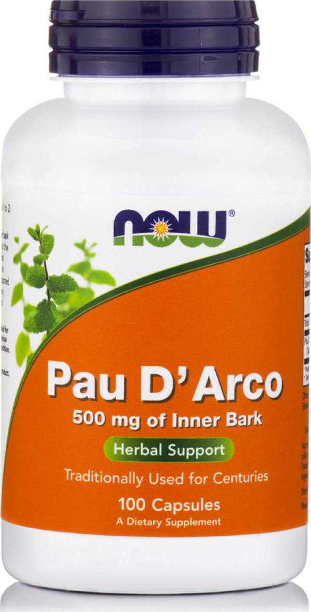 Now Foods Pau DArco 500mg Inner Bark Συμπλήρωμα Διατροφής Για Το Ανοσοποιητικό 100 Κάψουλες